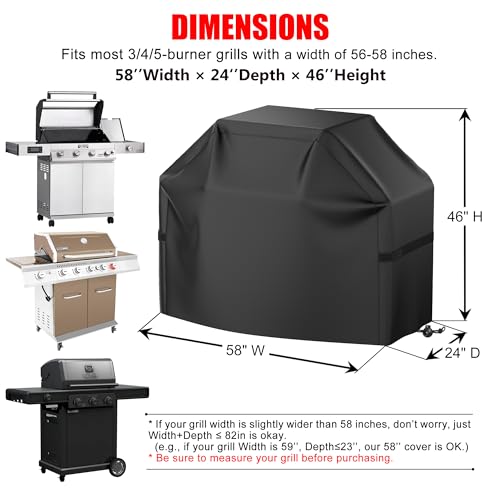 Waterproof BBQ Grill Cover for Various Grills, 58