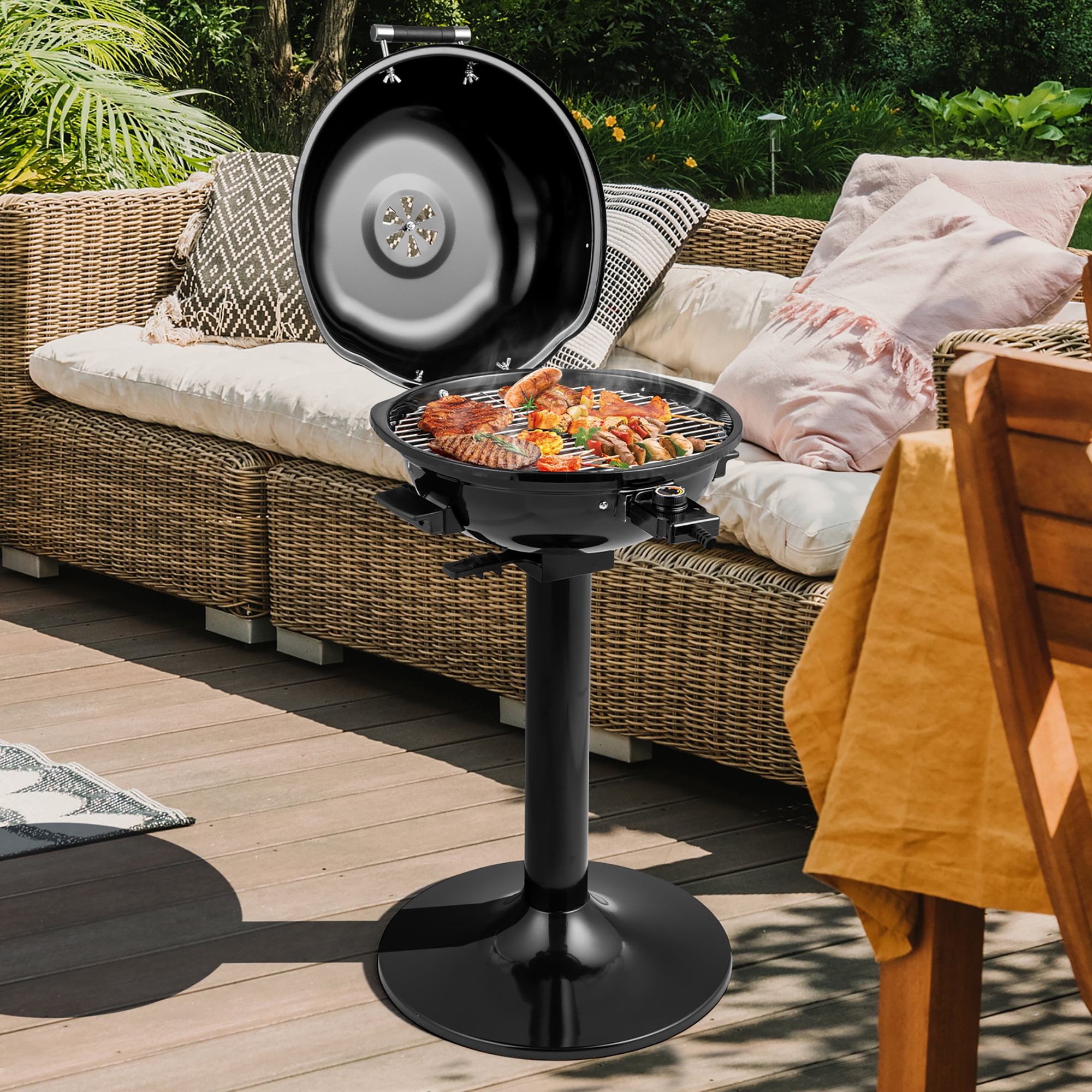 Costway Electric BBQ Grill with Warming Rack and Temperature Control