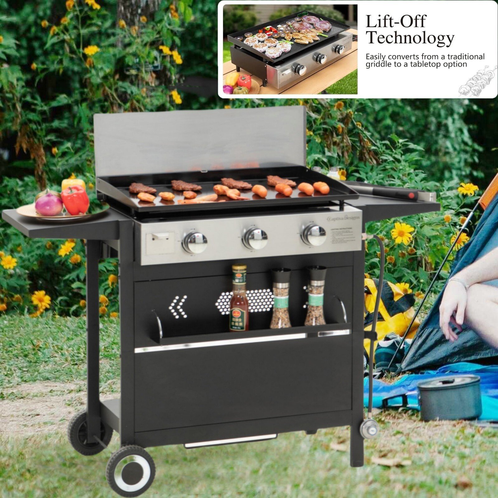 Outdoor Flat Top Gas Griddle Grill - 33000 BTU