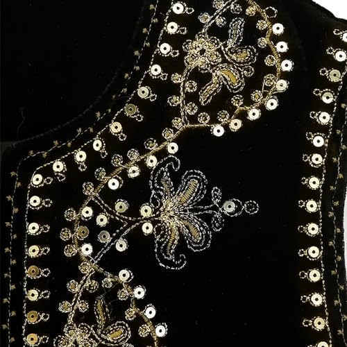 Vintage Floral Embroidered Sleeveless Cardigan Vest