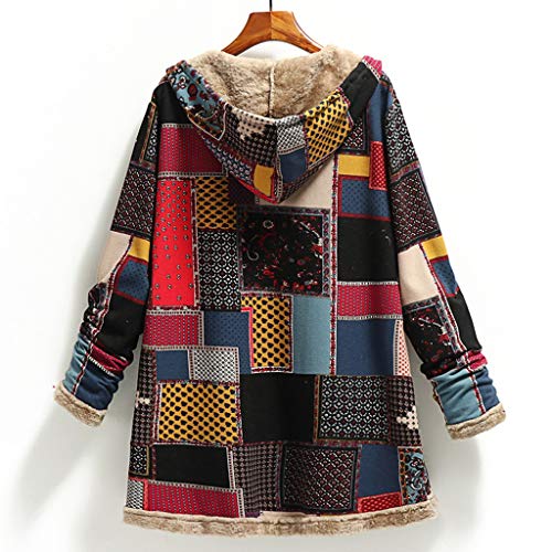Gemira Women's Vintage Patchwork Hooded Coat
