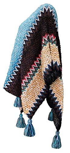 Urban CoCo Women's Vintage Tassel Stripe Poncho