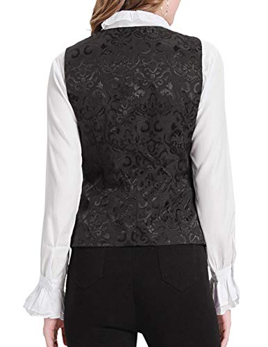 Black Vintage Steampunk Waistcoat Vest for Women