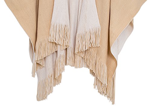 Beige Vintage Poncho Cape with Tassels