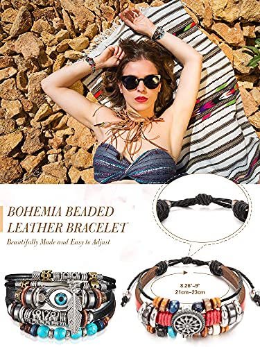 Bohemian Vintage Earrings Set with Multi-layer Bracelet & Necklace