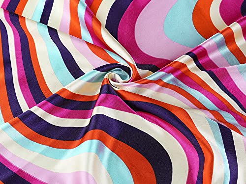 Flower Print Stripe Square Neck Scarf for Women