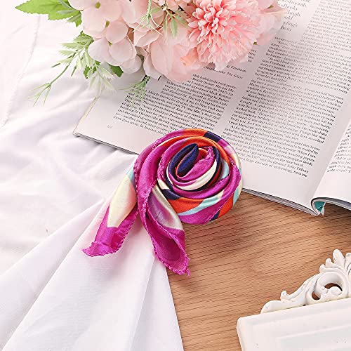Flower Print Stripe Square Neck Scarf for Women