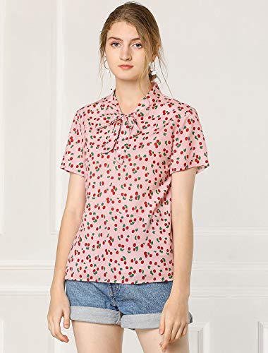 Vintage Bow Tie Printed Chiffon Retro Blouse