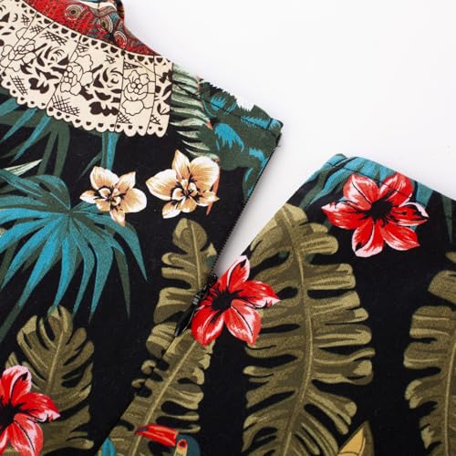 Vintage Printed Leaves Pencil Dress - Cap Sleeve