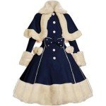 Women's Blue Faux Fur Shawl Collar Coat