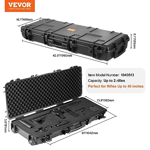 VEVOR 42” Waterproof Hard Rifle Case with Wheels