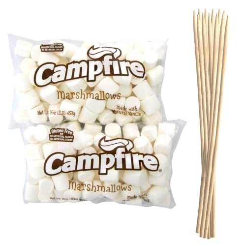 2 Pounds of Jumbo White Marshmallows with Roasting Sticks