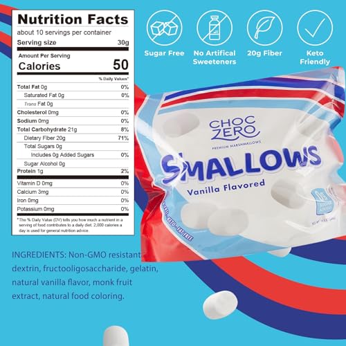 ChocZero Keto Sugar-Free Marshmallows - 10.5 Ounce Bag