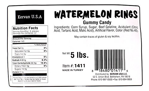Watermelon Rings Gummy Candy - 5 lbs