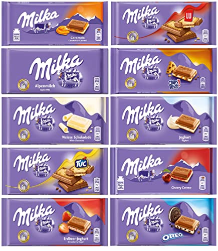Assorted Milka Chocolate Pack - 10 Full Size Bars
