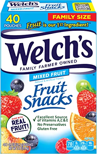 Welch's Mixed Fruit Snacks, Gluten Free, Pack of 40