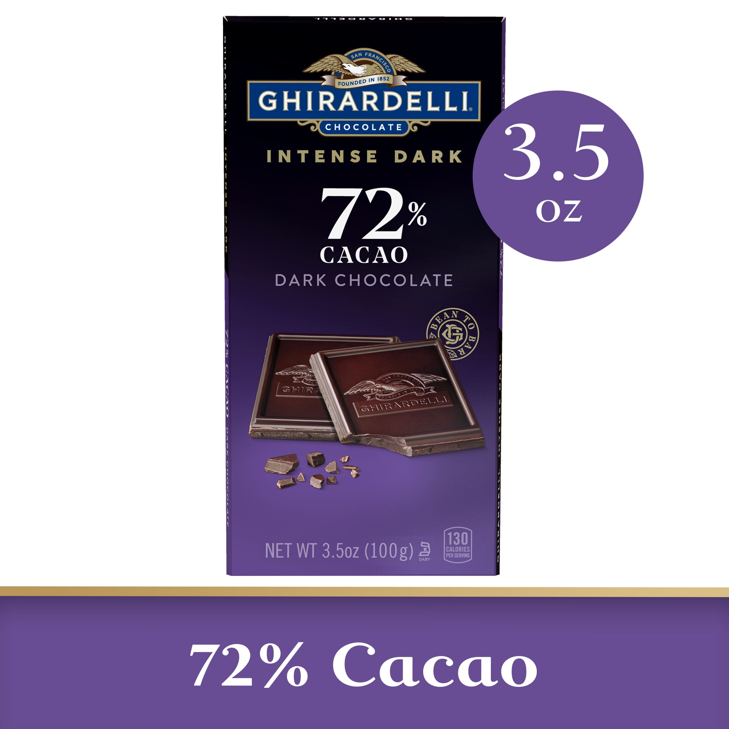 72% Cacao Dark Chocolate Bar by GHIRARDELLI, 3.5 oz