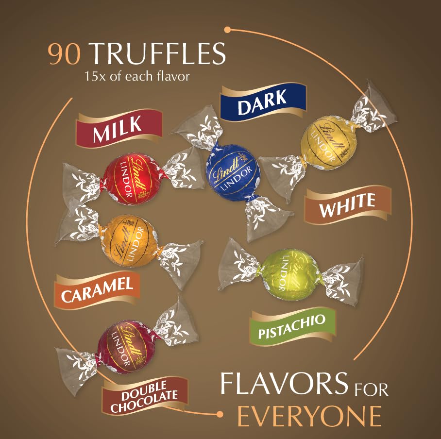 Lindt LINDOR Candy Truffles Assorted 90 Count Box