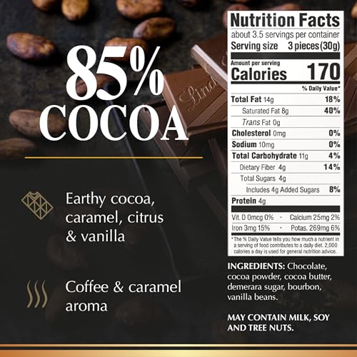 Lindt 85% Dark Chocolate Candy Bar (12 Pack)