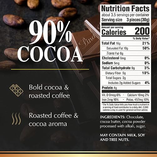 Lindt 90% Dark Chocolate Candy Bar, Halloween Party - 12 Pack