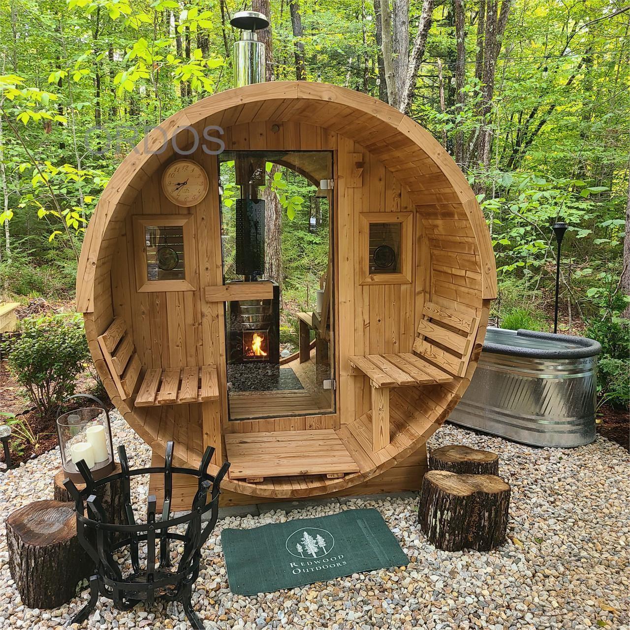 Outdoor Wood Burning Barrel Sauna for Home
