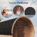 ALEKO 4-Person Cedar Barrel Sauna with Canopy