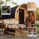 ALEKO 4-Person Cedar Barrel Sauna with Canopy