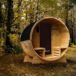 ALEKO 4-Person Cedar Barrel Sauna with Canopy