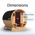 ALEKO 4-Person Cedar Barrel Sauna with Canopy