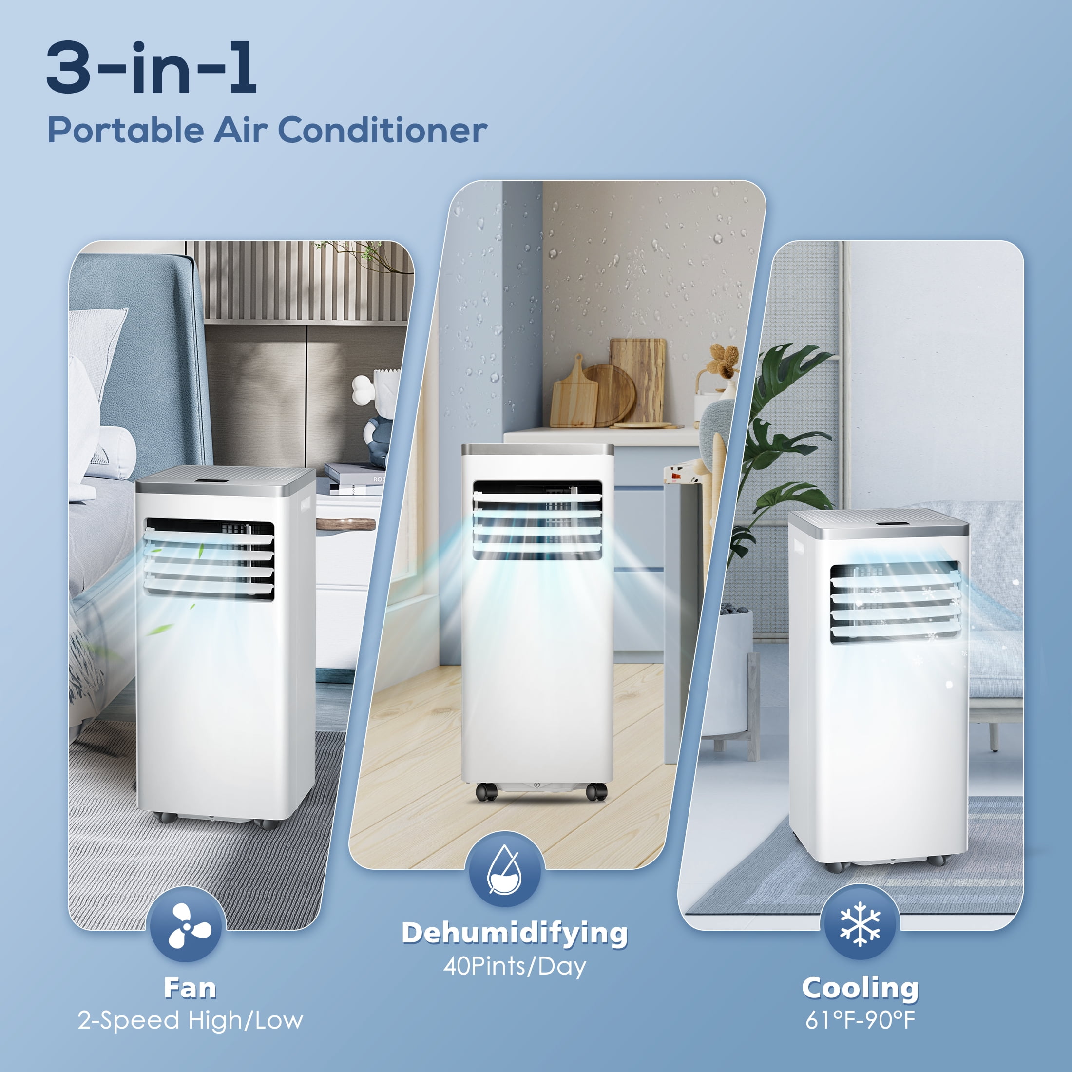 Auseo 5000BTU Portable Air Conditioner for 250 sq.ft