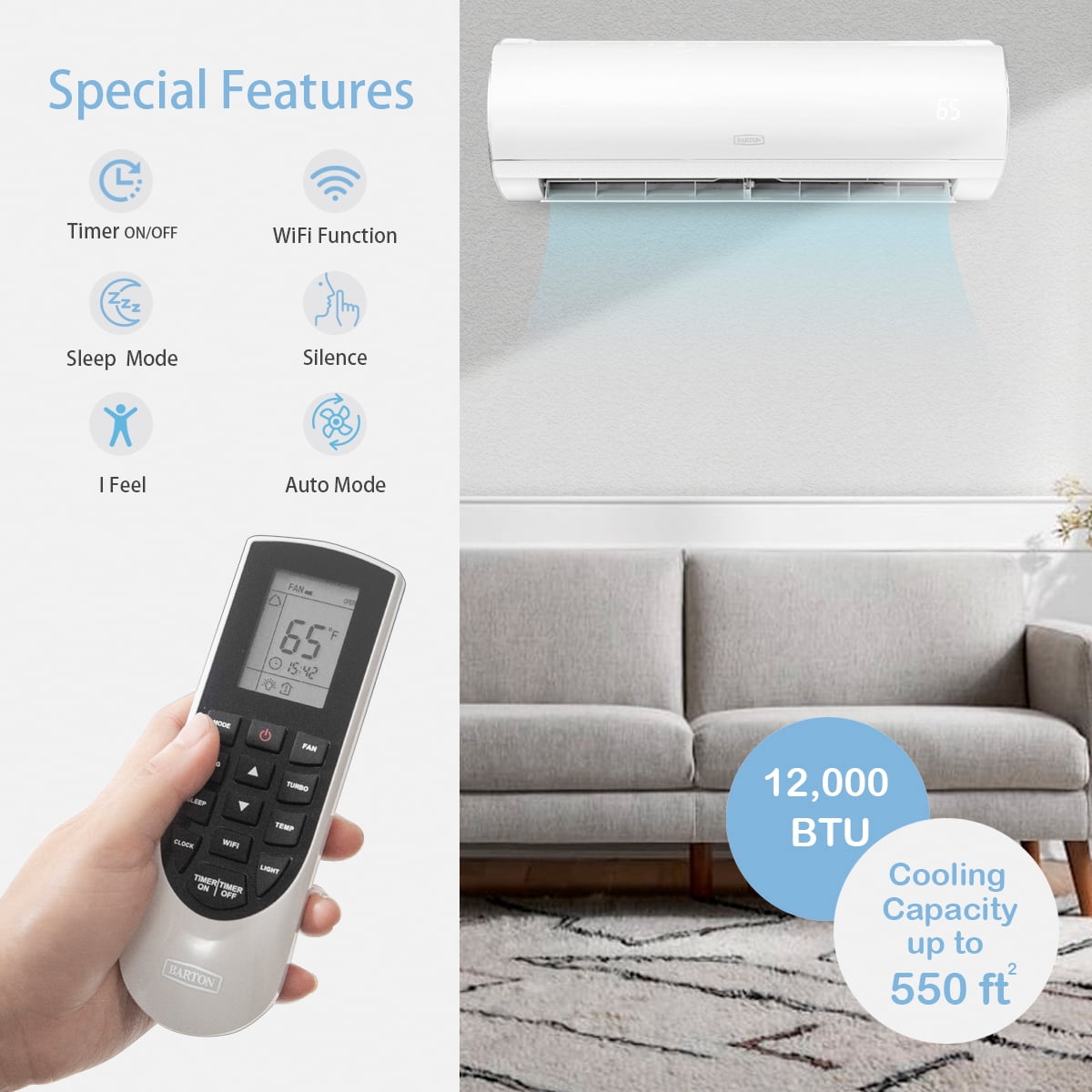 12,000 BTU Ductless Mini Split Air Conditioner