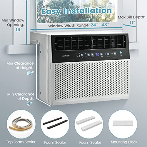COSTWAY 10000 BTU Over-the-Sill Window AC Unit