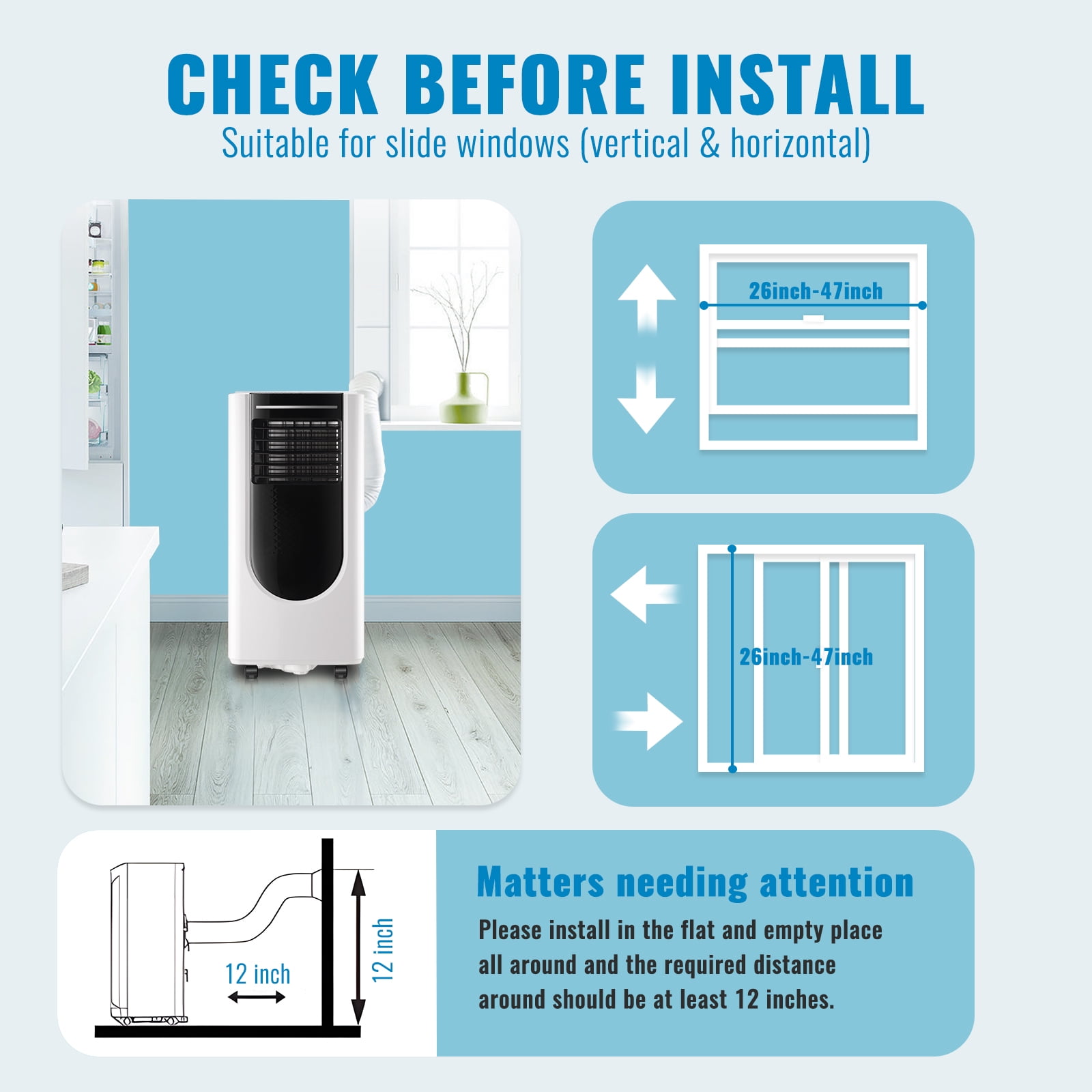 WANAI 8,000 BTU Portable Air Conditioner with Dehumidifier