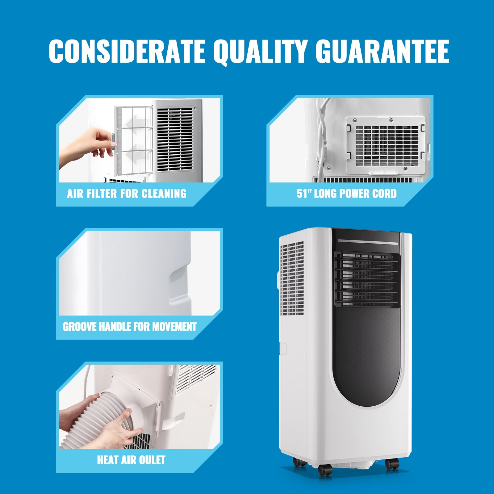 WANAI 8,000 BTU Portable Air Conditioner with Dehumidifier