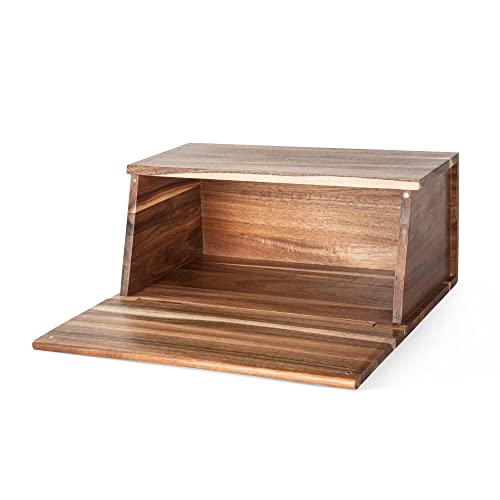 KIEISCAT Acacia Wooden Bread Box for Storage
