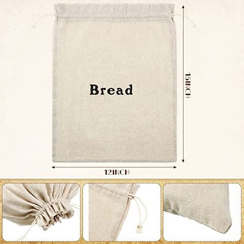 Large Reusable Linen Bread Bags - 3 Pack