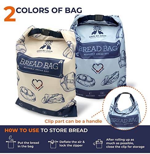GRIN BY GRIN - 2 Reusable Bread Bags