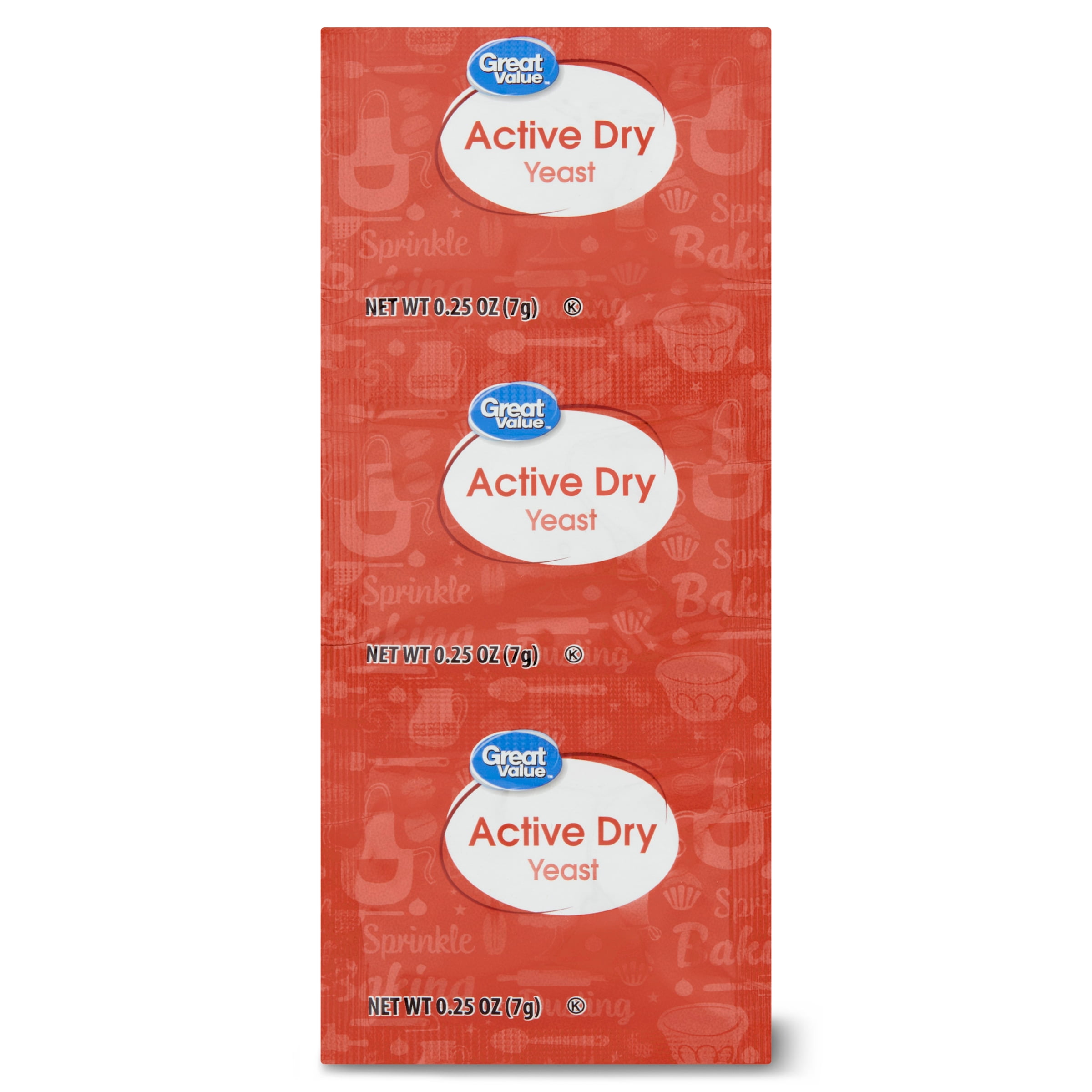 Great Value Active Dry Yeast, 0.25 oz, 3 Count