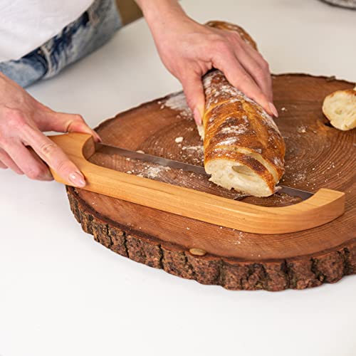 TYOARO Cherry Wood Bread Knife for Sourdough