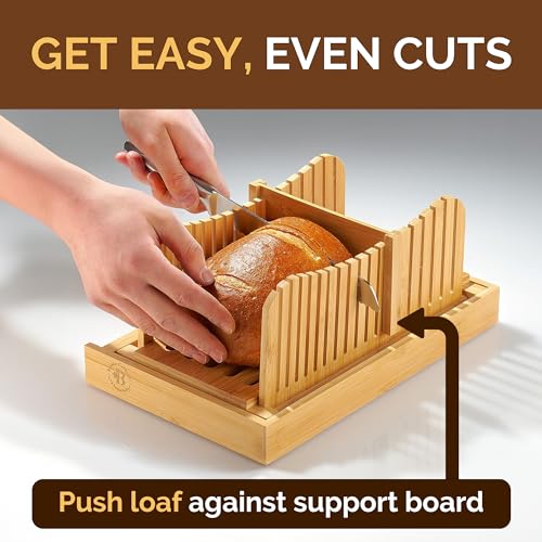 Bamboo Bread Slicer with Crumb Catcher Tray