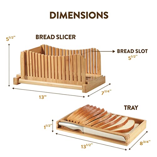 Bamboo Bread Slicer with Crumb Catcher Tray