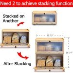 Stackable Bamboo Bread Bin with Clear Door