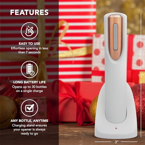 Electric Wine Opener with Charging Base & Foil Cutter