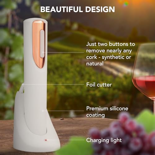 Electric Wine Opener with Charging Base & Foil Cutter