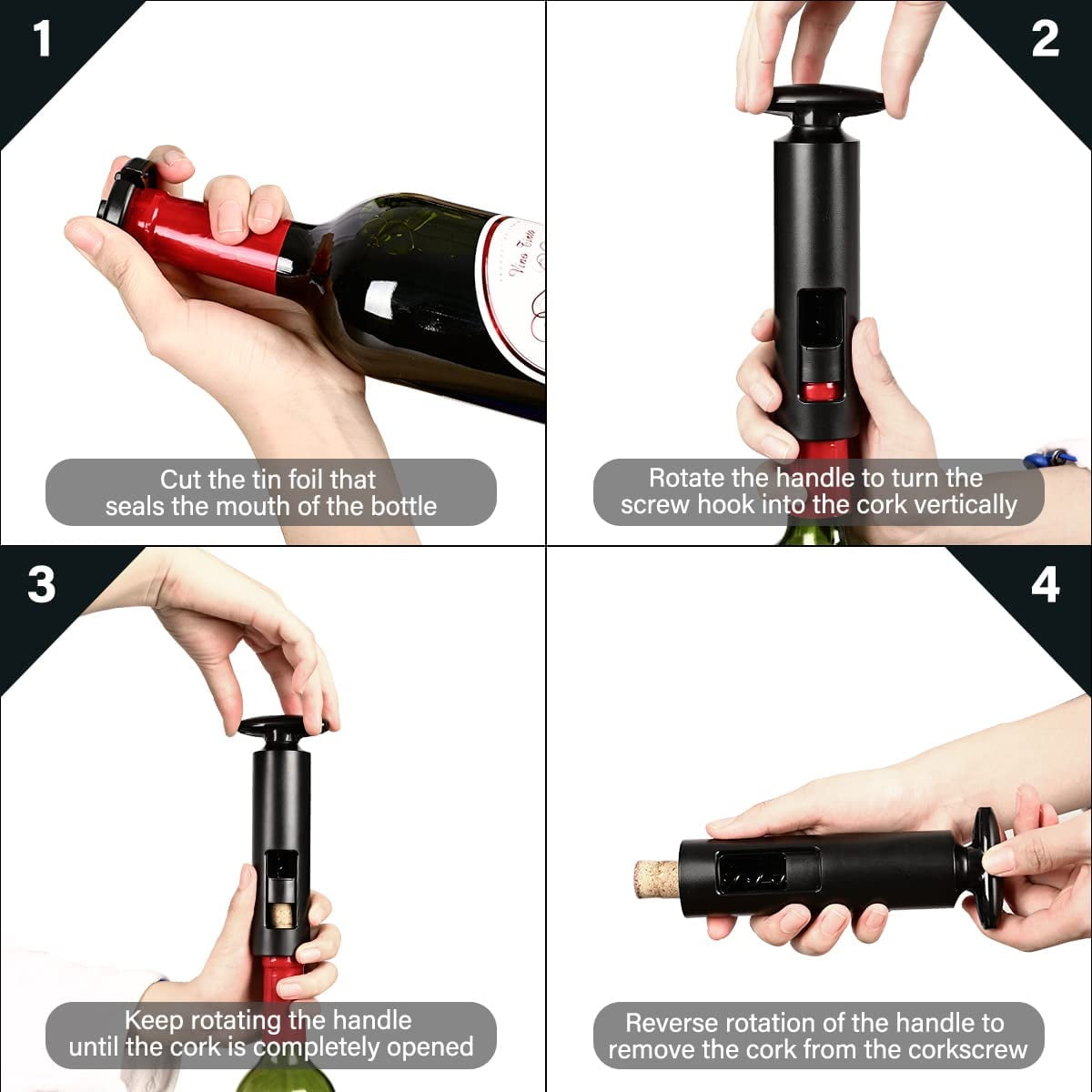 JOJOIN Manual Wine Opener with Foil Cutter