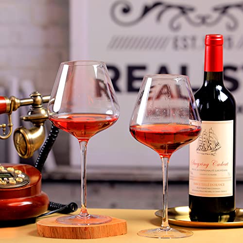 Set of 4 Hand Blown Red Wine Glasses