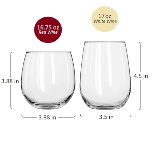 Libbey Stemless Wine Glass Set - 12 Pieces