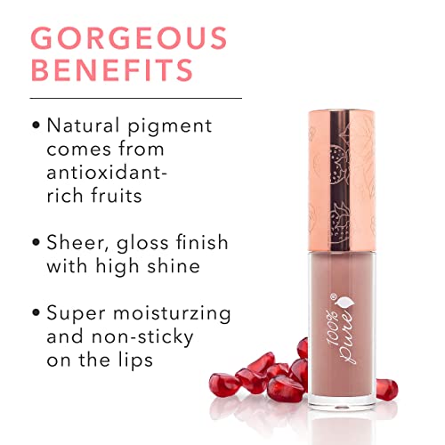 100% PURE Pink Caramel Lip Gloss - Moisturizing Shine