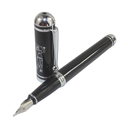 Stylish Golf Swing Fountain Pen Chrome Ring Tip Pen Barrel Is Finished In Black Lacquer Silver Ring With Push In Style Ink Converter from Zhenjue