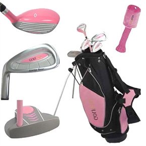 Golf Girl LEFTY Junior Club Set for Kids Ages 4-7 w/Pink Stand Bag from Golf Outlets of America, Inc.